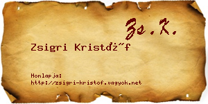 Zsigri Kristóf névjegykártya